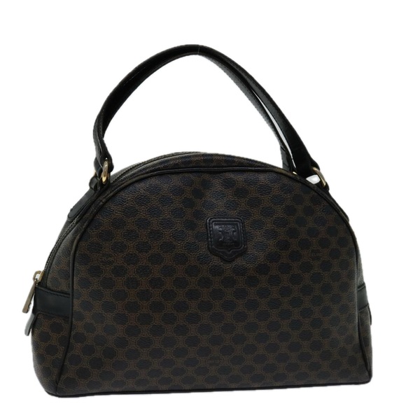 CELINE Macadam Canvas Hand Bag PVC Brown Black Auth bs12763 - Picture 1 of 16